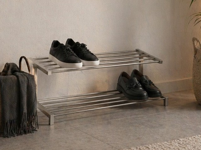 Schuhregale aus Edelstahl gebürstet 60 cm 80 cm design hochwertig
