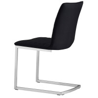 Esszimmerstühle Freischwinger 2er Set schwarz Schwingstühle mit gerader Rückennaht Edelstahlgestell