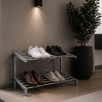 Schuhregale aus Edelstahl – gebürstete Oberfläche, moderne Serie in 60 cm und 80 cm
