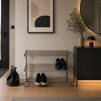 Schuhregale aus Edelstahl – gebürstete Oberfläche, moderne Serie in 60 cm und 80 cm