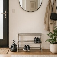 Schuhregale aus Edelstahl – gebürstete Oberfläche, moderne Serie in 60 cm und 80 cm