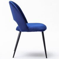 Esszimmerstühle im Retrodesign Polsterstühle 2er Set Metallfüße Samt blau