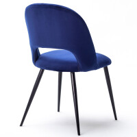 Esszimmerstühle im Retrodesign Polsterstühle 2er Set Metallfüße Samt blau