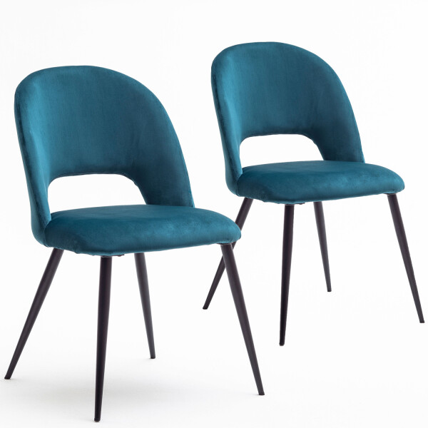 Esszimmerstühle im Retrodesign Polsterstühle 2er Set Metallfüße Samt Grün