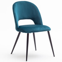 Esszimmerstühle im Retrodesign Polsterstühle 2er Set Metallfüße Samt Grün