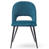 Esszimmerstühle im Retrodesign Polsterstühle 2er Set Metallfüße Samt Grün
